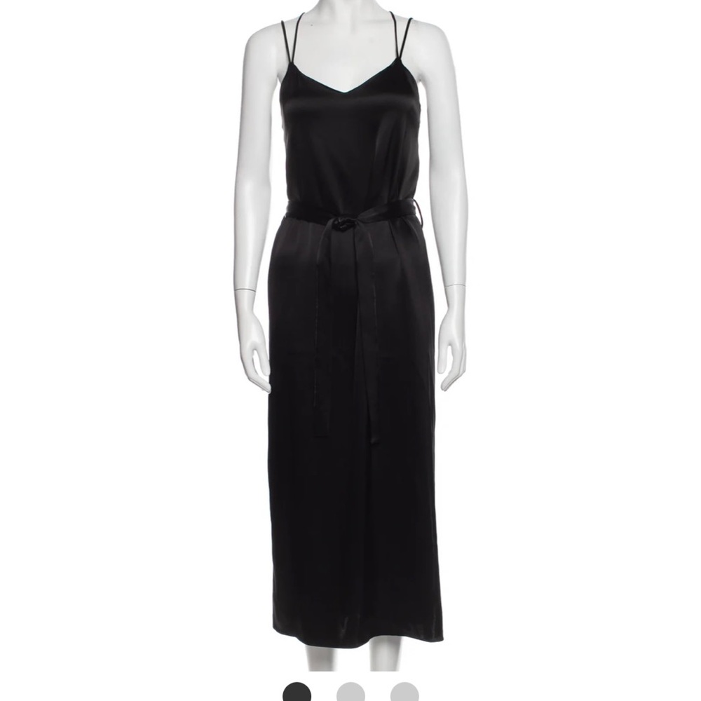 Halston Heritage Black Satin Slip Dress L